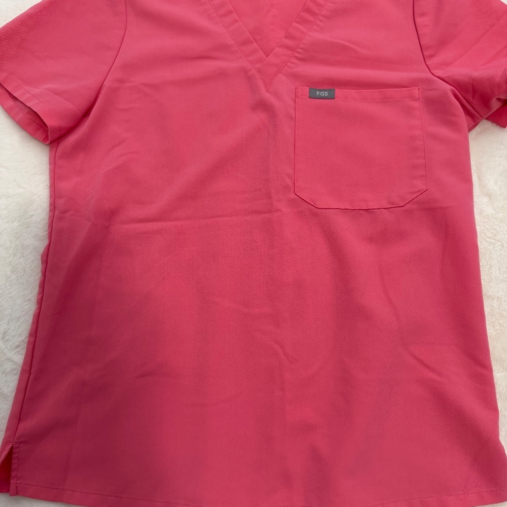 FIGS Neon Pink Scrub Set – Catarina Top & Zamora Joggers – Size Small – Limited - Picture 2 of 7